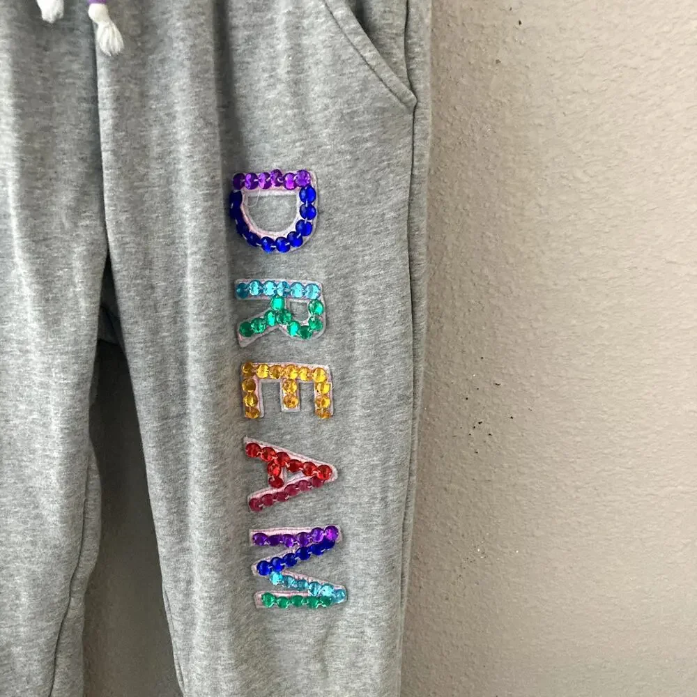 Lola + the Boys Dream Crystal Jogger Sweatpants Gray 10